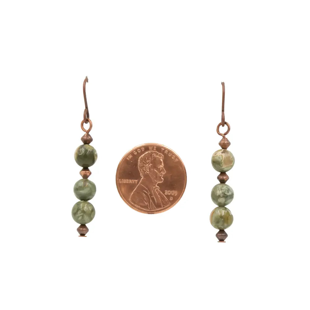 Handmade Rainforest Jasper Rhyolite Copper Earrings | Eco - Friendly, Hypoallergenic Jewelry - My Storeproduct_type#