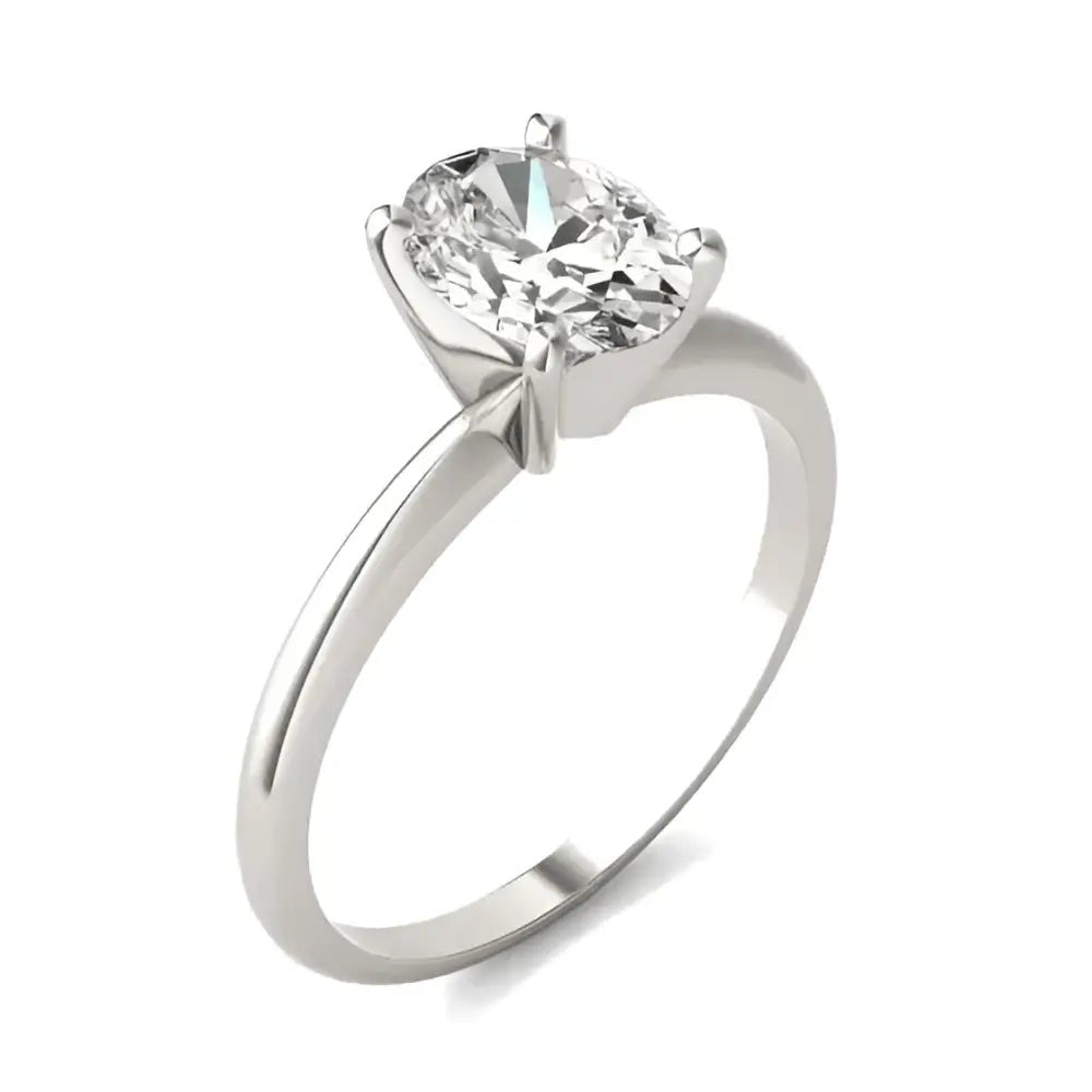 1 1/2 CTW Oval Lab Grown Diamond Solitaire Engagement Ring in 14K White Gold - Eco - Friendly & Elegance Combined