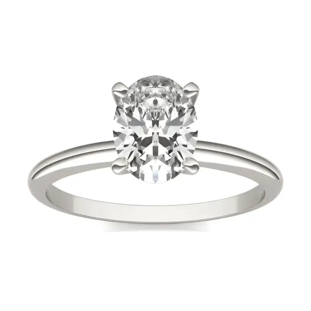 1 1/2 CTW Oval Lab Grown Diamond Solitaire Engagement Ring in 14K White Gold - Eco - Friendly & Elegance Combined -