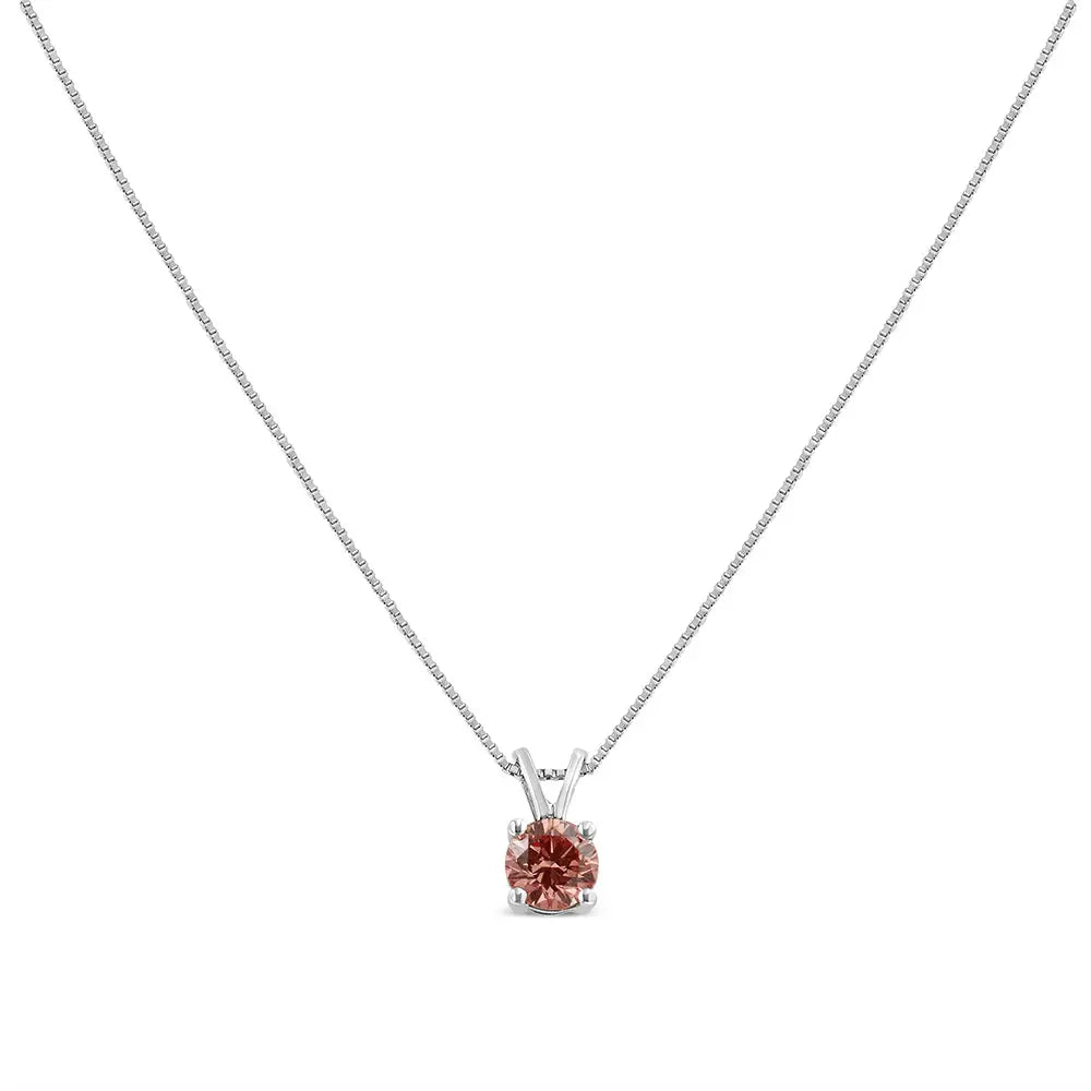 10K white gold solitaire pendant necklace with 1/4 cttw round brilliant cut lab-grown diamond – elegant  sustainable jewelry"