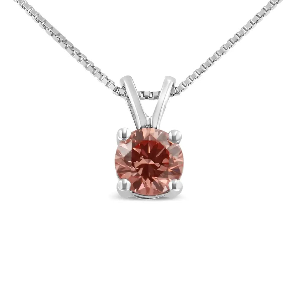 10K white gold solitaire pendant necklace with 1/4 cttw round brilliant cut lab-grown diamond – elegant  sustainable jewelry"