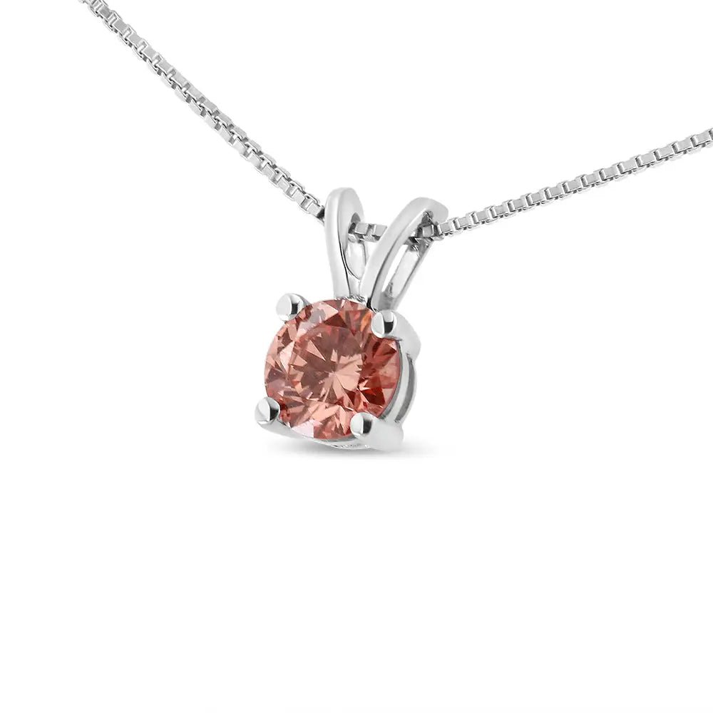 10K white gold solitaire pendant necklace with 1/4 cttw round brilliant cut lab-grown diamond – elegant  sustainable jewelry"