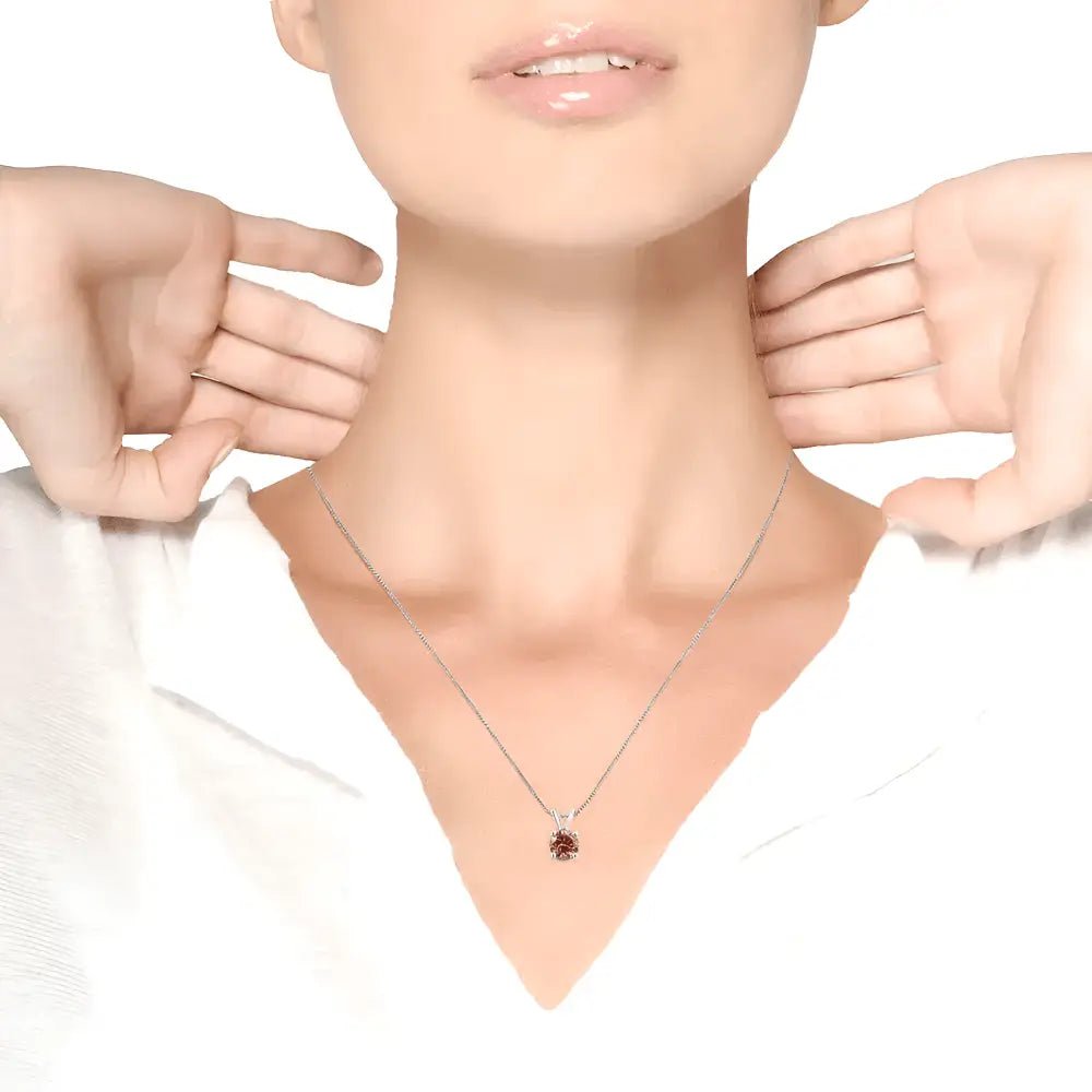 10K white gold solitaire pendant necklace with 1/4 cttw round brilliant cut lab-grown diamond – elegant  sustainable jewelry"