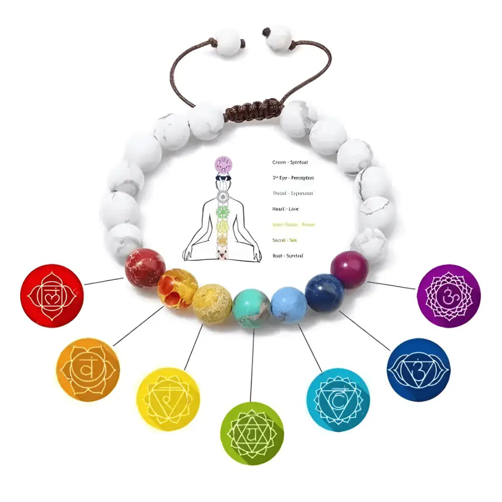 7 Chakra and Healing White Stone Braided Bracelet - My Storeproduct_type#