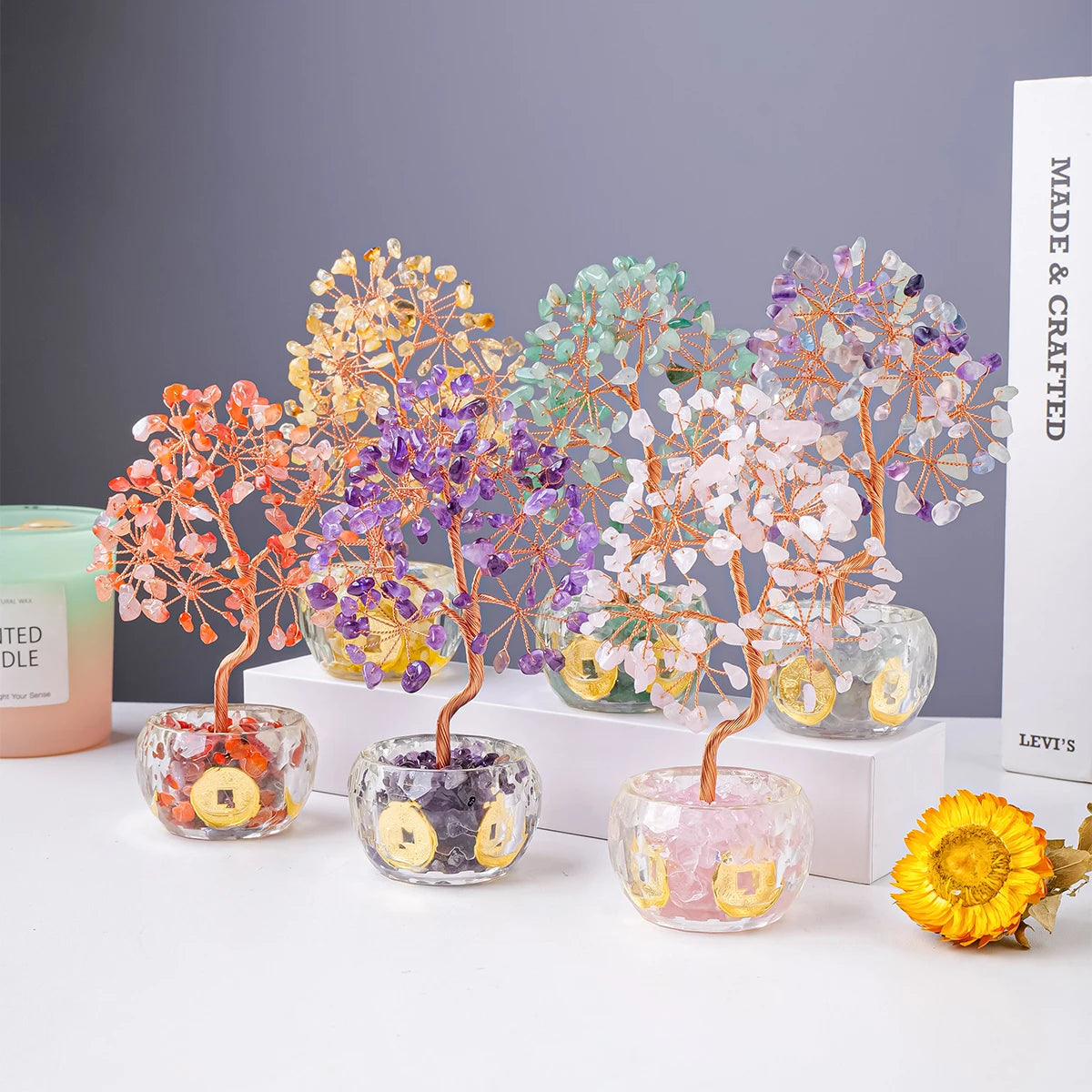7 Chakra Healing Crystals Tree for Home Decor