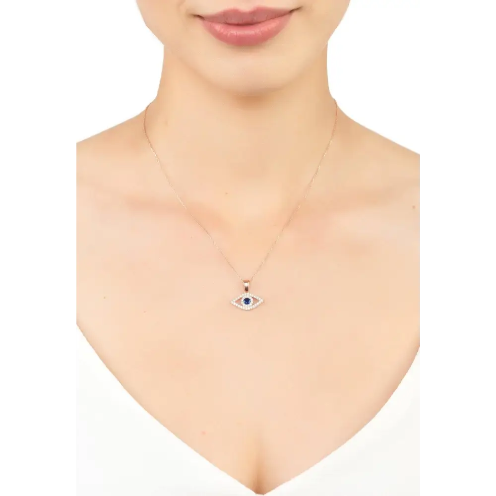 Evil Eye Elliptical Necklace Blue Rosegold - My Storeproduct_type#