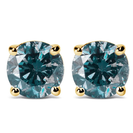 Exquisite 14K Gold Blue Lab Grown Diamond Stud Earrings with Secure Screw Backs - My Storeproduct_type