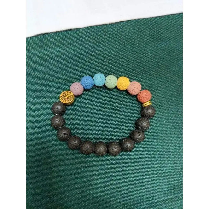 Golden Tree of Life Seven Chakra Lava Stone Bracelet - My Storeproduct_type#