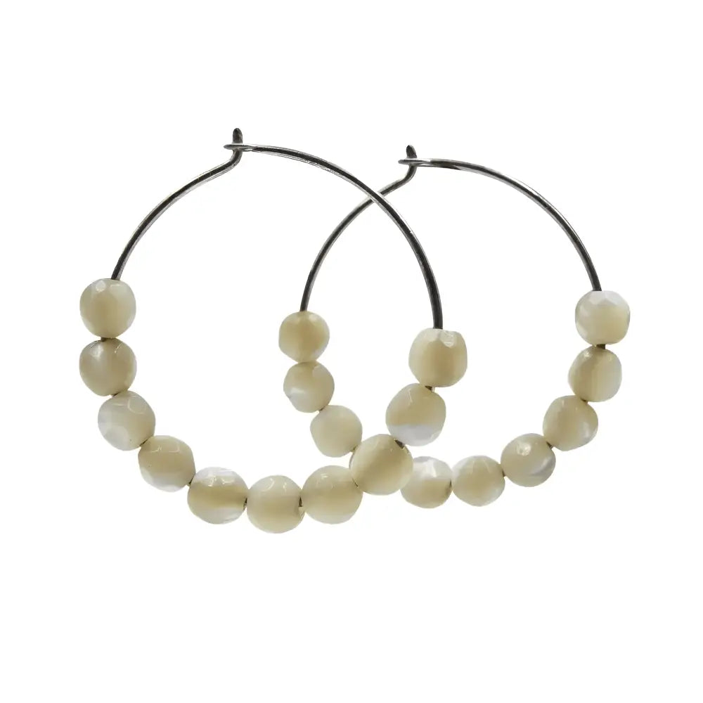 Handmade Luminous Mother Of Pearl Sterling Silver Earrings | Eco - Friendly Jewelry - My Storeproduct_type#