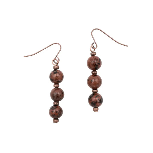 Handmade Mahogany Obsidian On Copper Earrings | Eco - Friendly Jewelry | Hypoallergenic & Nickel - Free | Natural Stone - My Storeproduct_type#