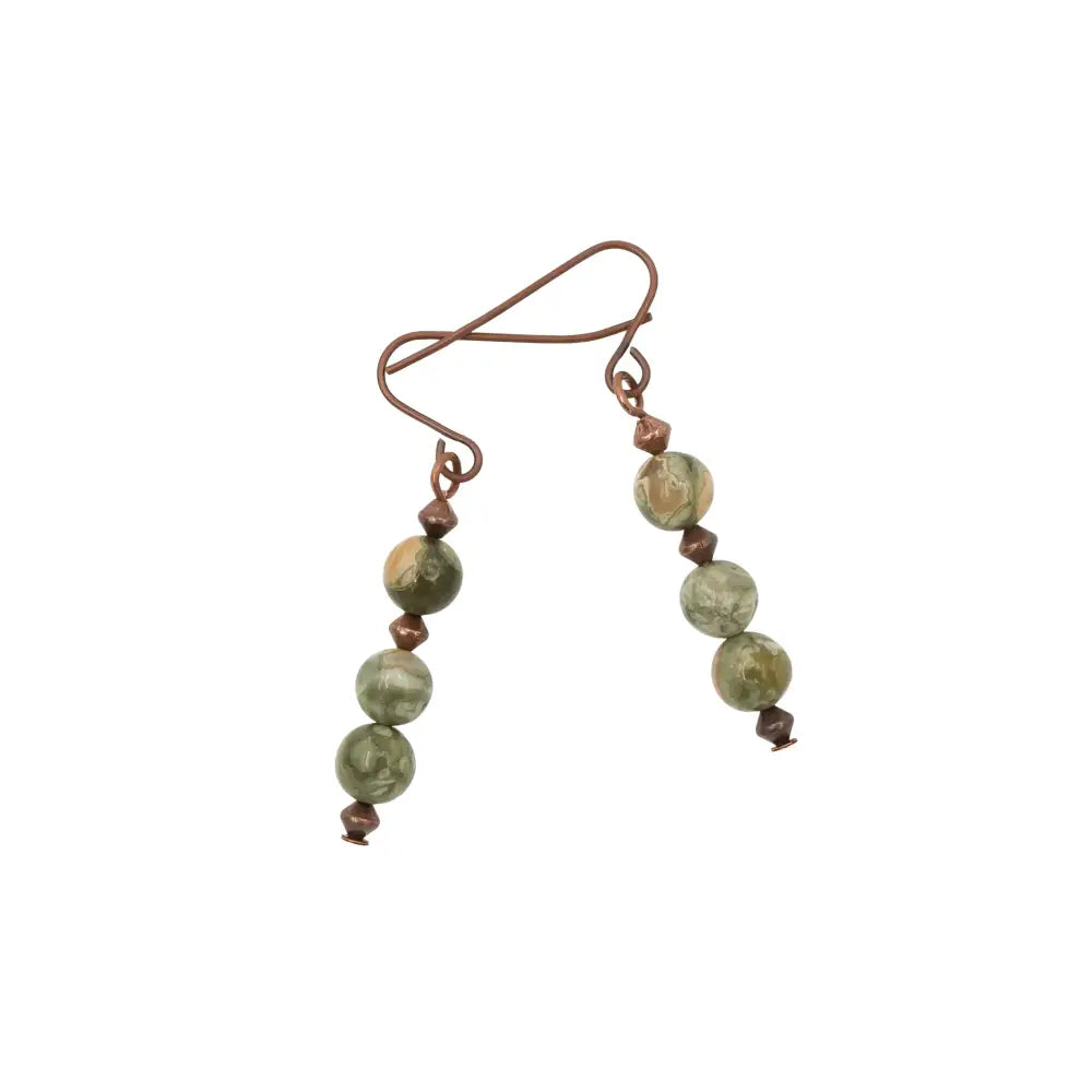 Handmade Rainforest Jasper Rhyolite Copper Earrings | Eco - Friendly, Hypoallergenic Jewelry - My Storeproduct_type#