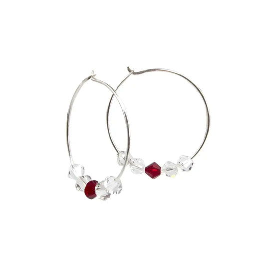 Handmade Swarovski Crystals Silver Hoop Earrings - Eco - Friendly, Hypoallergenic & Nickel - Free - My Storeproduct_type#