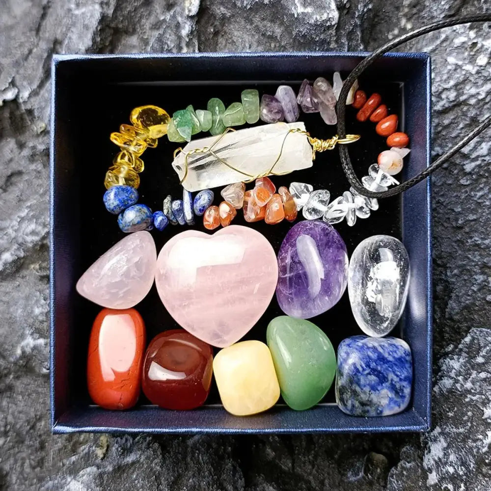 11 Healing Crystals Set Crystals and Gemstones Healing Set for Beginners Natural Chakra Stones Pendant Bracelet - My Storeproduct_type#