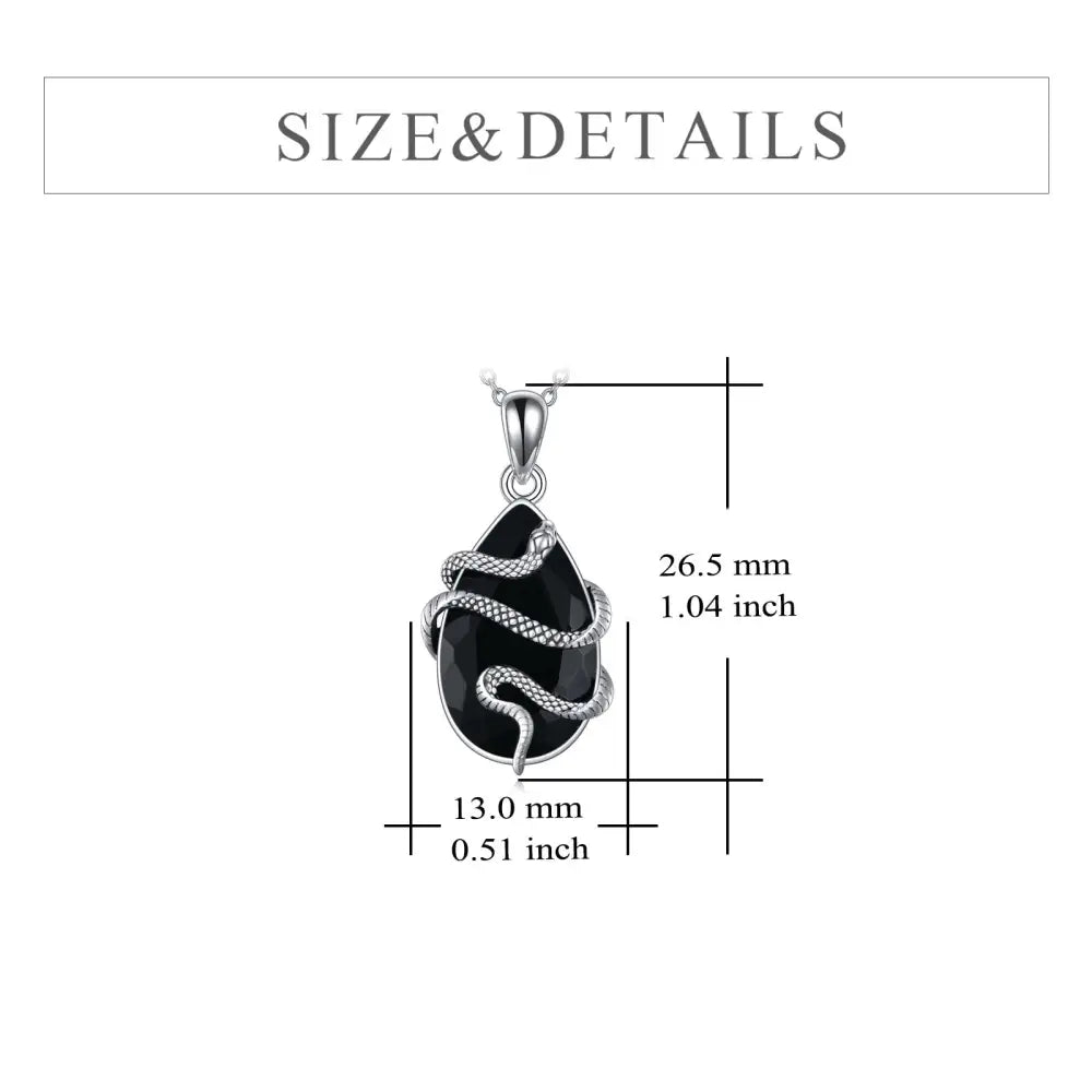 Sterling Silver Black Obsidian Tourmaline Crystal Snake Necklace Jewelry as Gifts - My Storeproduct_type#
